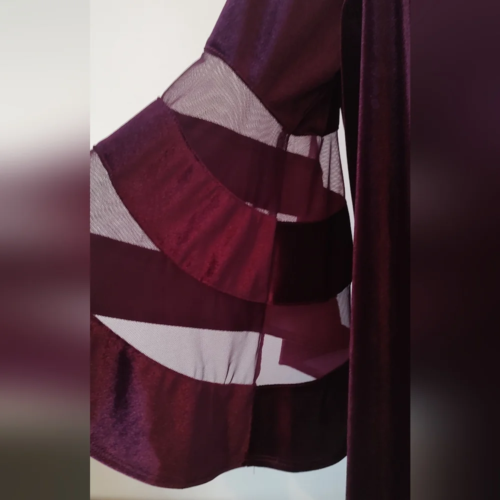 WRAP SHEATH DRESS R&M RICHARDS PURPLE Faux VELVET  SIZE 20W WOMEN  Bell Sleeves - Picture 11 of 12